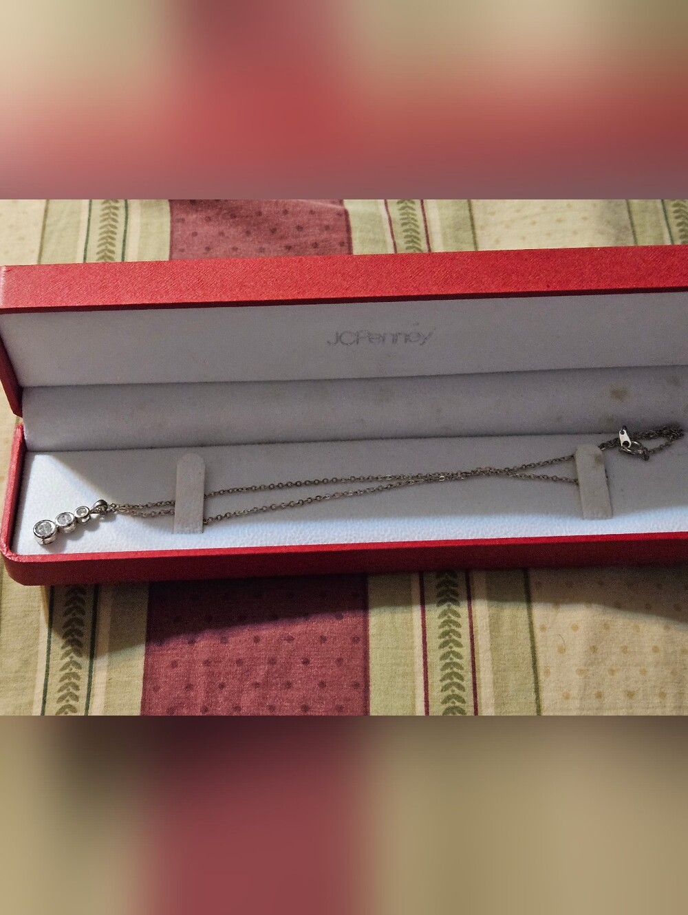 jcpenney Silver-Tone Triple Crystal Drop Necklace